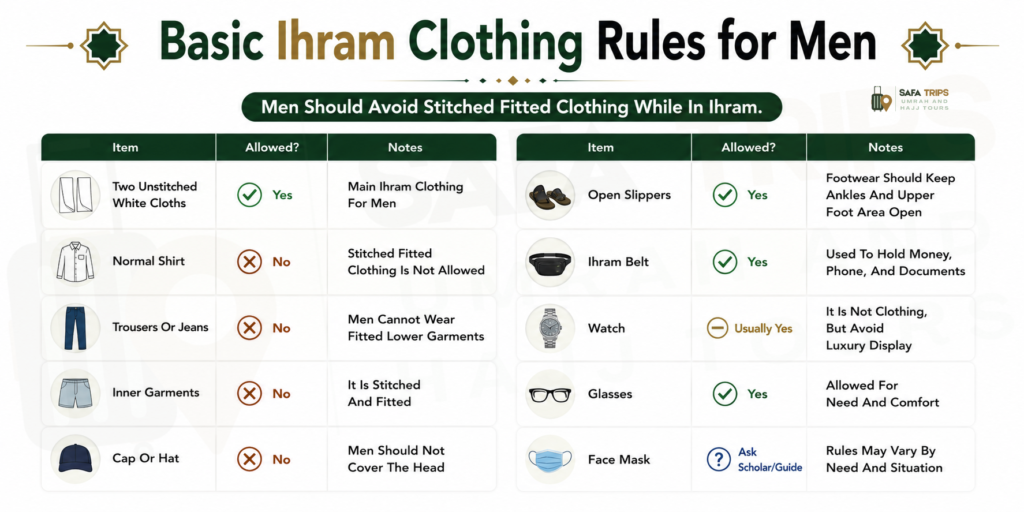 Basic Ihram Clothing Rules for Men