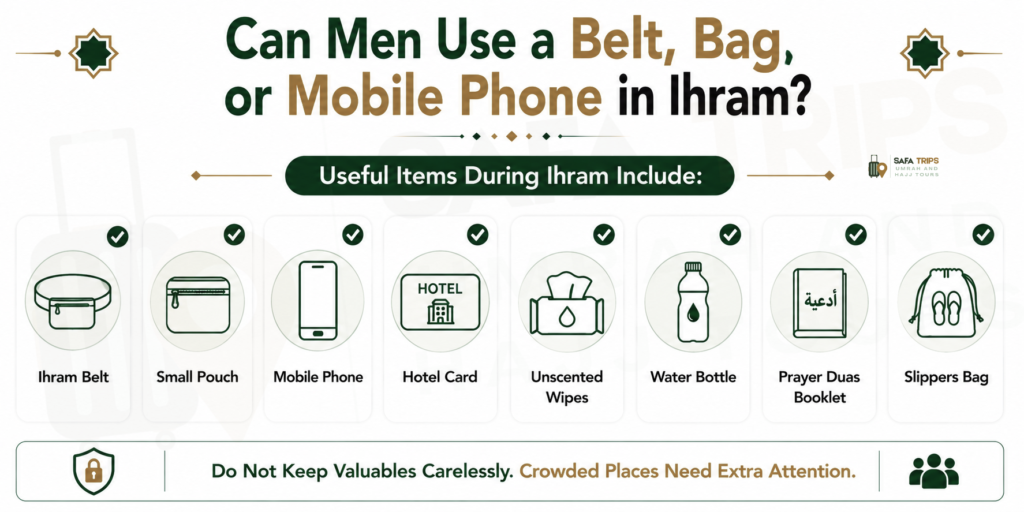Can Men Use a Belt, Bag, or Mobile Phone in Ihram