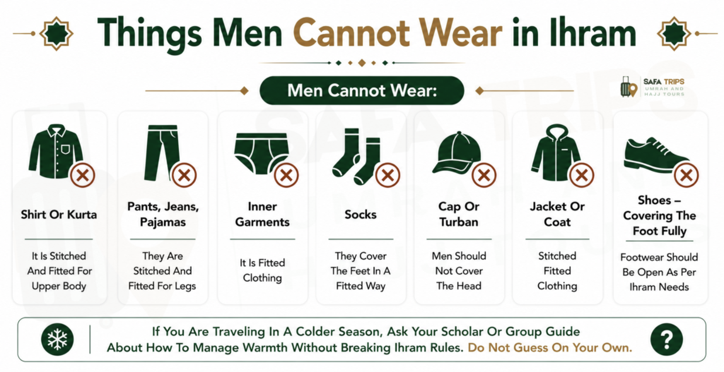 Things Men Cannot Wear in Ihram