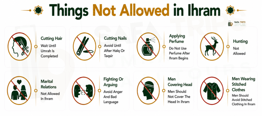 Things Not Allowed in Ihram