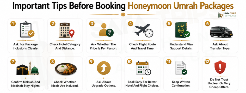 Important Tips Before Booking Honeymoon Umrah Packages