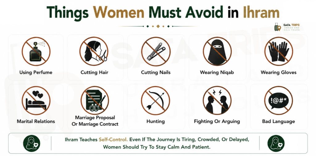 Things Women Must Avoid in Ihram
